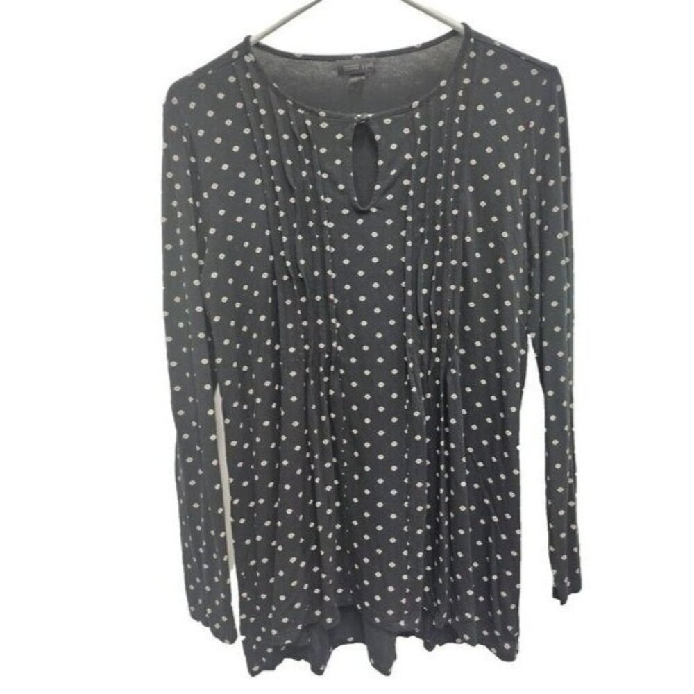 J. Jill Wearever Collection Womens Top Small Black Floral Long Sleeve Casual